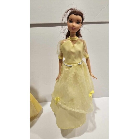 Lot of 2 Vintage Disney Belle Beauty & the Beast Barbie Doll Yellow Dress FLAWS - Picture 11 of 16